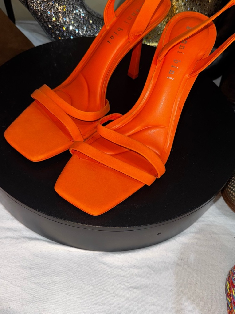 Gianni Bini Vibrant Orange Strappy Heeled Sandals